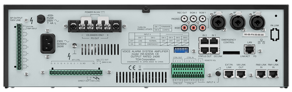 VOICE ALARM SYSTEM AMPLIFIER, MULTIFUNCTION AMPLIFIER WITH AUDIO INPUTS AND SPEAKER OUTPUTS